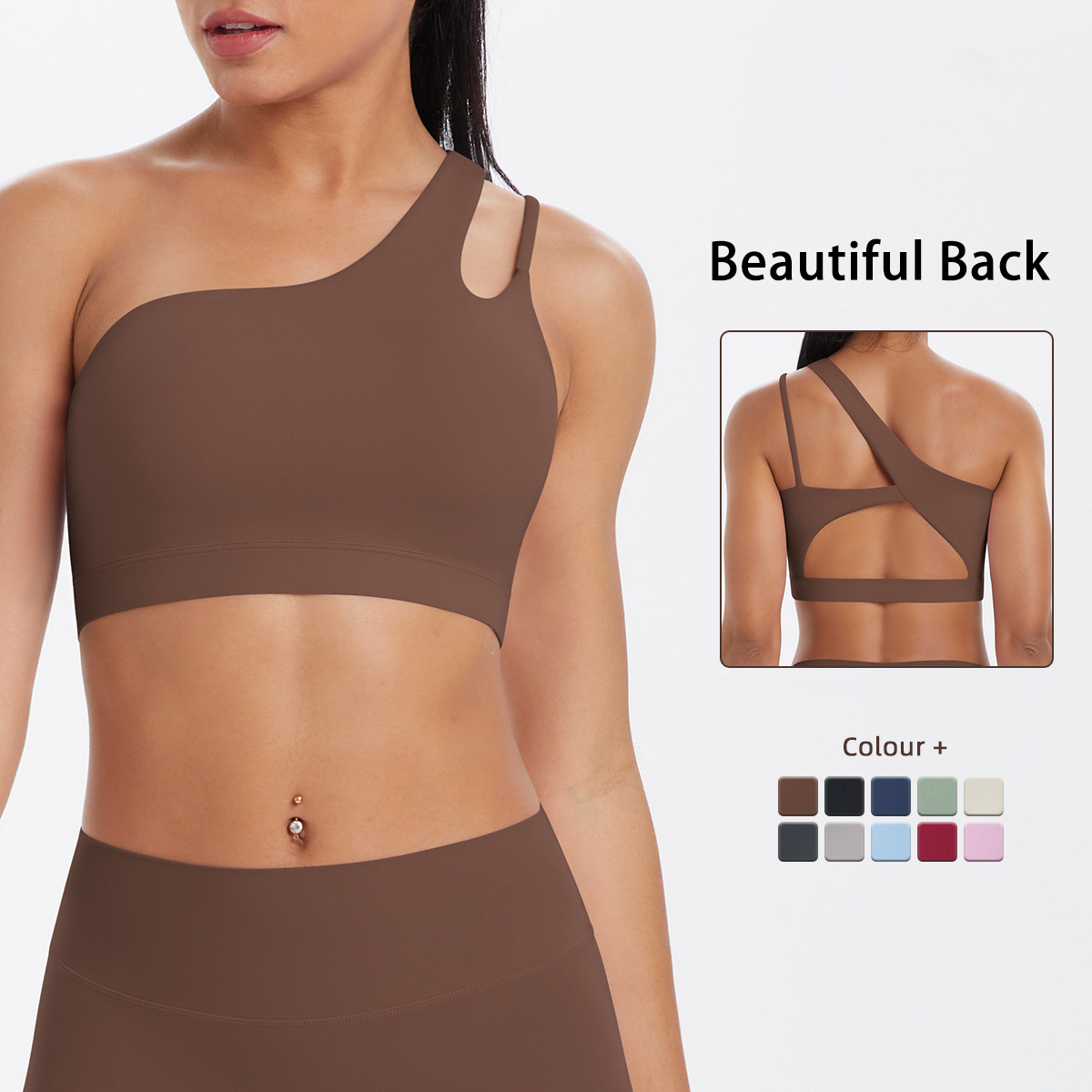 Quick Dry Underwear - Hamidou 夏ヨガブラジャー女性ヨガ下着胸パッド付き耐衝撃ワークアウトトップシングルショルダーブラジャーバックレスジムヨガベスト